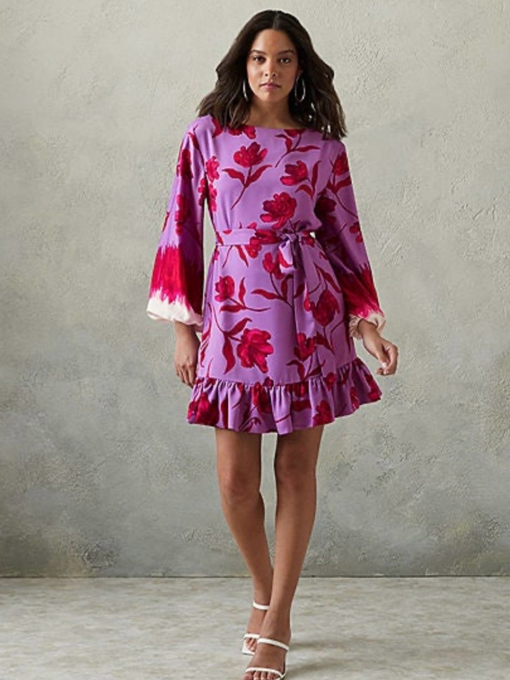 Prabal Gurung Lavender Mini Dress with Magenta Floral Print